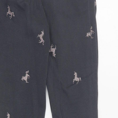 H&M Girls Grey Geometric Cotton Jogger Trousers Size 9 Months  Regular Drawstring - Unicorn
