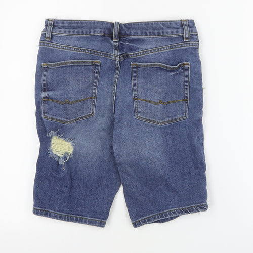 ASOS Mens Blue  Cotton Biker Shorts Size 30 in L9 in Regular Zip