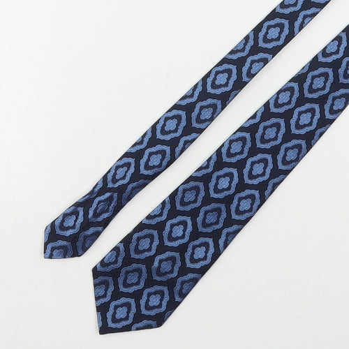 St Michael Mens Blue Geometric Polyester Pointed Tie One Size