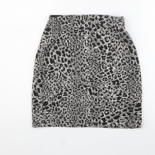 New Look Womens Black Animal Print Polyester Mini Skirt Size 8  Regular