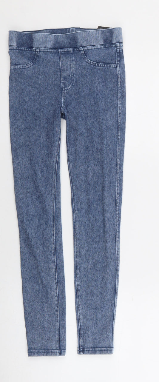 H&M Girls Blue  100% Cotton Jegging Trousers Size 8-9 Years  Regular