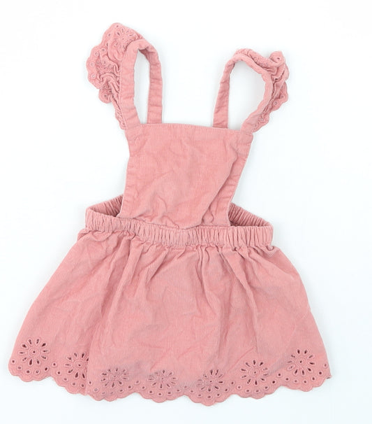 George Girls Pink Floral Cotton Dungaree One-Piece Size 3-6 Months  Pullover