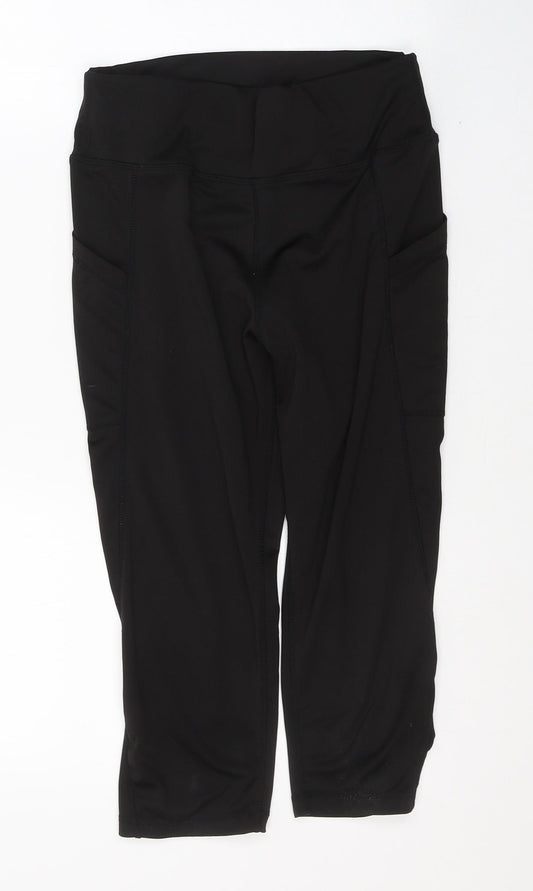 Preworn Womens Black  Polyester Cropped Leggings Size M L20 in