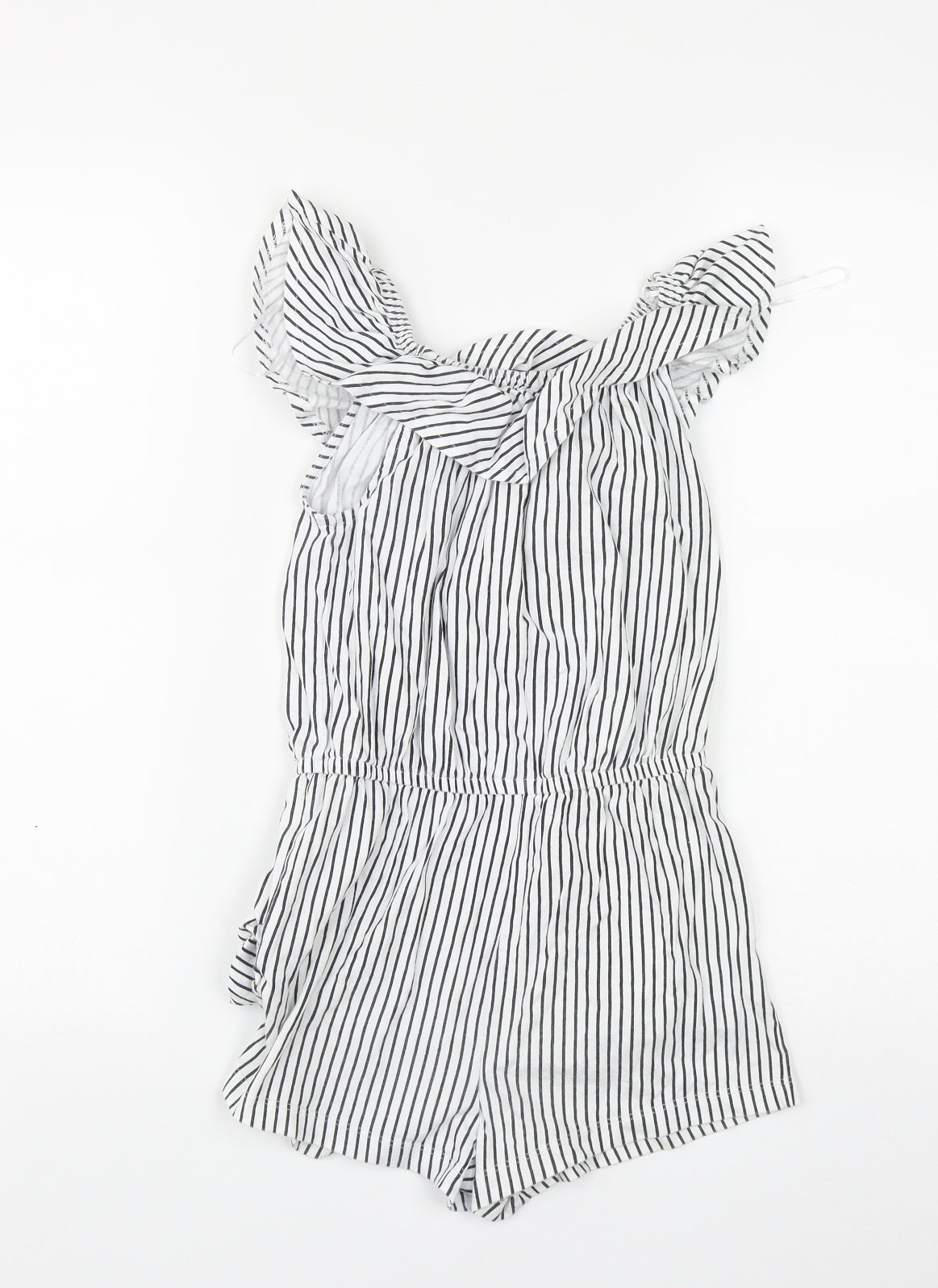 Dunnes Girls White Striped Cotton Playsuit One-Piece Size 10 Years