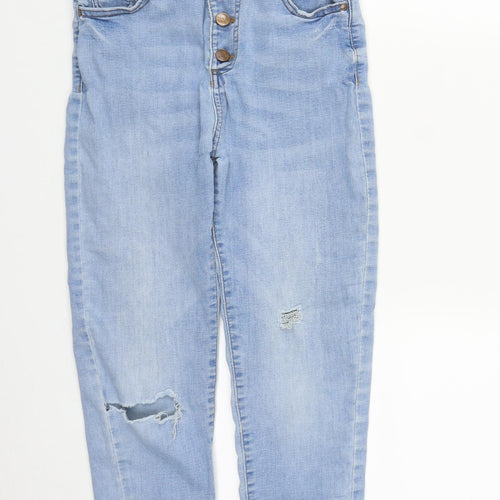 Denim & Co. Girls Blue  Cotton Straight Jeans Size 11-12 Years  Regular Zip