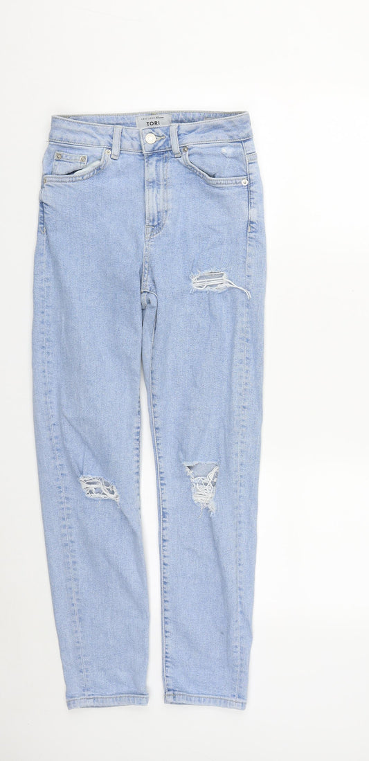 New Look Girls Blue  Cotton Straight Jeans Size 12 Years L27 in Regular Zip