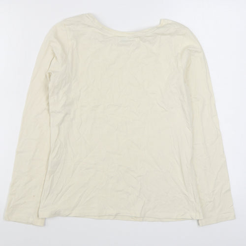 Artigiano Womens White  Cotton Basic T-Shirt Size 14 Boat Neck