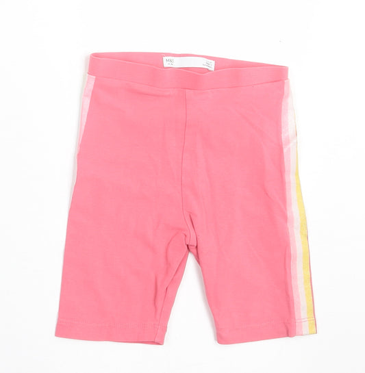 Marks and Spencer Girls Pink Striped Cotton Biker Shorts Size 2-3 Years  Regular