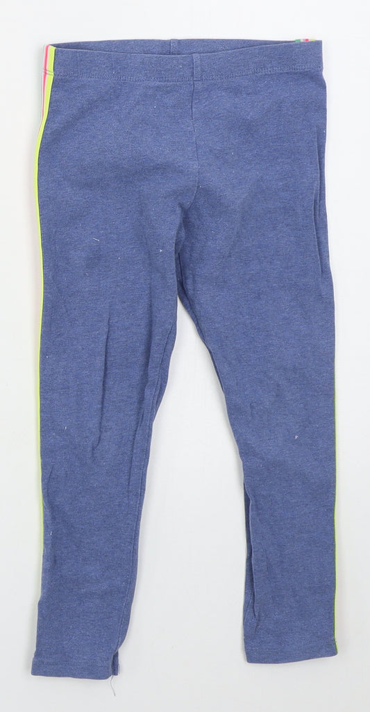 NEXT Girls Blue Striped Cotton Carrot Trousers Size 7 Years  Regular  - Rainbow Stripes