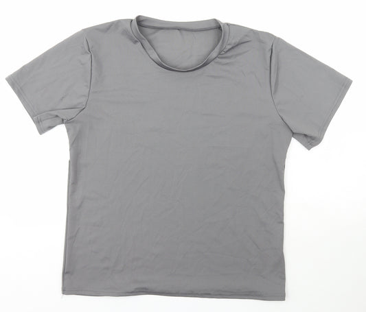Preworn Womens Grey  Polyamide Basic T-Shirt Size XL Scoop Neck Pullover