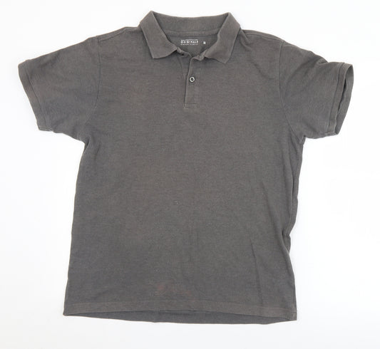 Orginals Mens Grey  Cotton  Polo Size M Collared Button