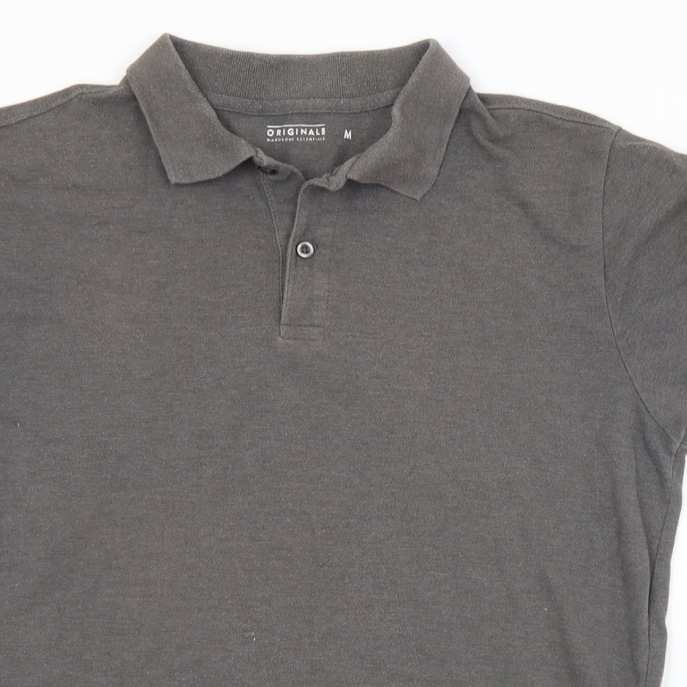 Orginals Mens Grey  Cotton  Polo Size M Collared Button