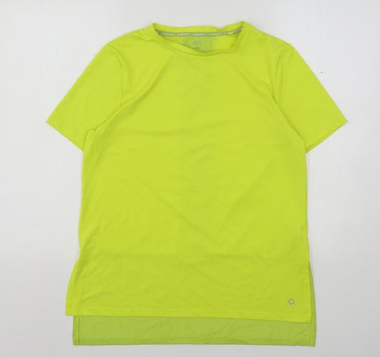 Marks and Spencer Womens Yellow  Polyester Basic T-Shirt Size 10 Round Neck