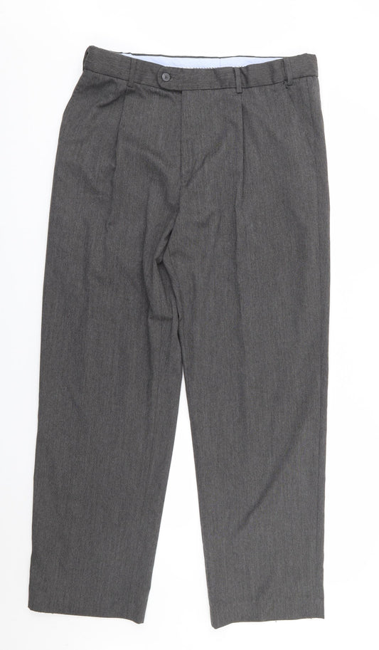 Dunnes Mens Grey  Polyester Trousers  Size 36 in L30 in Regular Zip