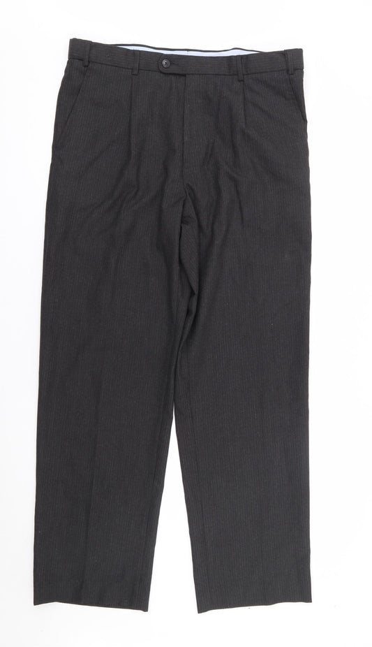 Dunnes Mens Grey  Polyester Trousers  Size 36 in L31 in Regular Zip