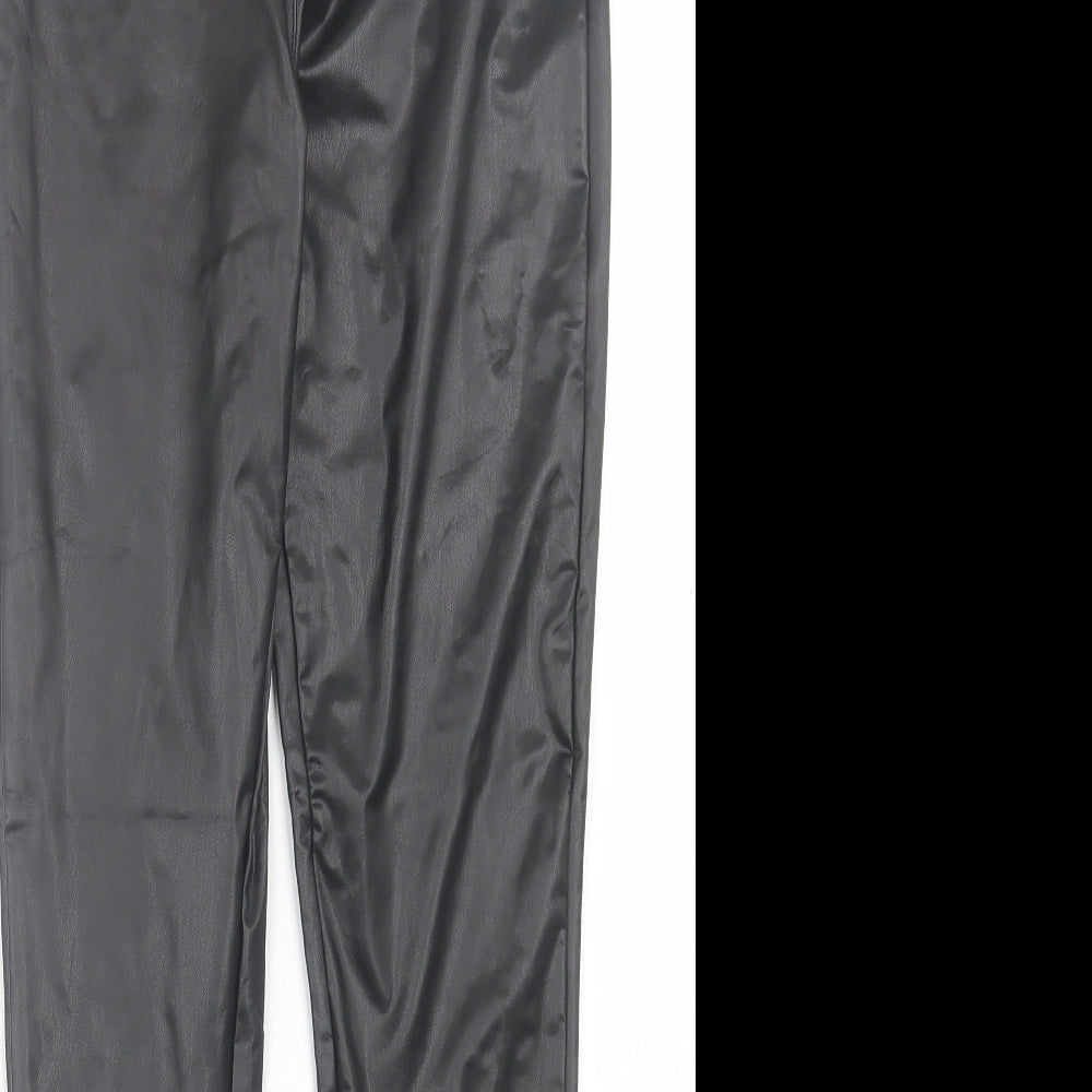 New Look Womens Black  Polyurethane Capri Leggings Size 10 L27 in