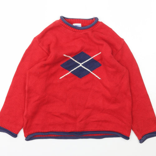 Kids Stuff Boys Red High Neck  Cotton Pullover Jumper Size 9-10 Years  Pullover