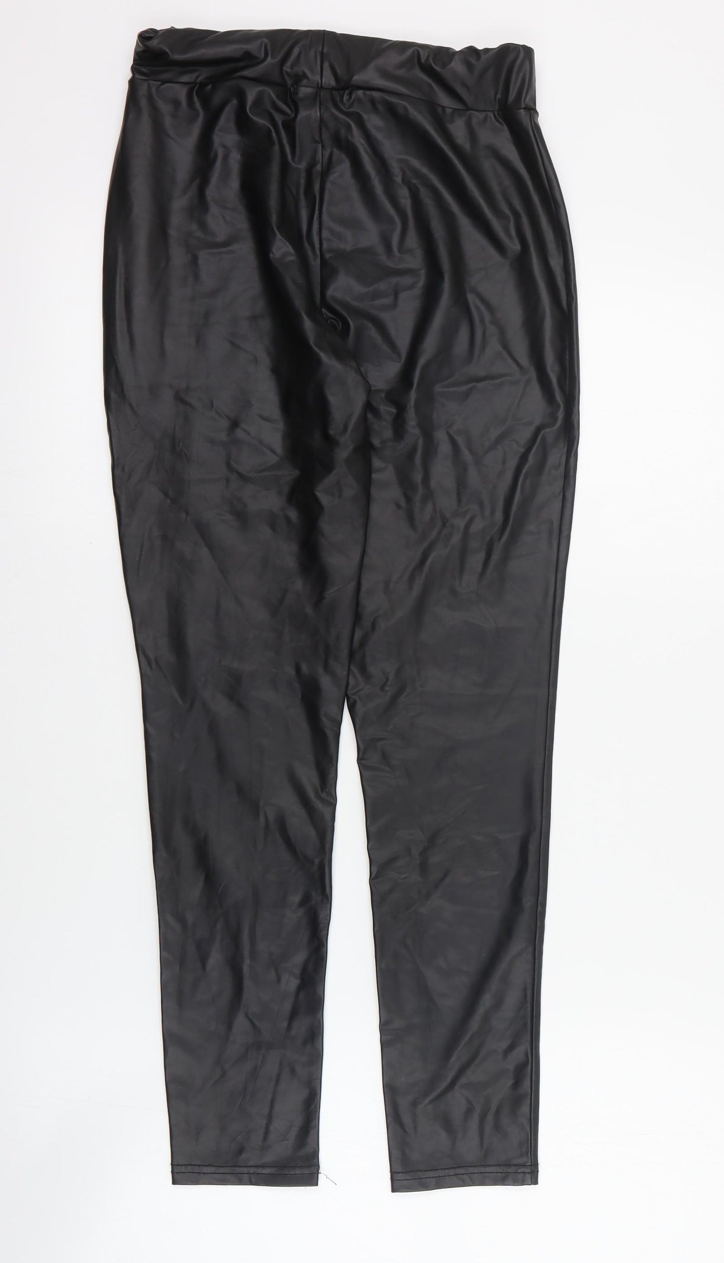 Primark Girls Black  Polyester Cropped Trousers Size 13-14 Years  Regular Pullover - Faux leather
