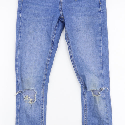 New Look Girls Blue  Polyester Skinny Jeans Size 11 Years  Slim Zip - Distressed knees