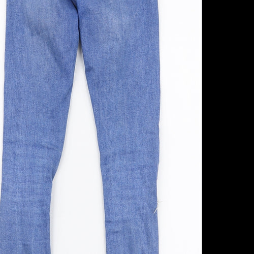 New Look Girls Blue  Polyester Skinny Jeans Size 11 Years  Slim Zip - Distressed knees