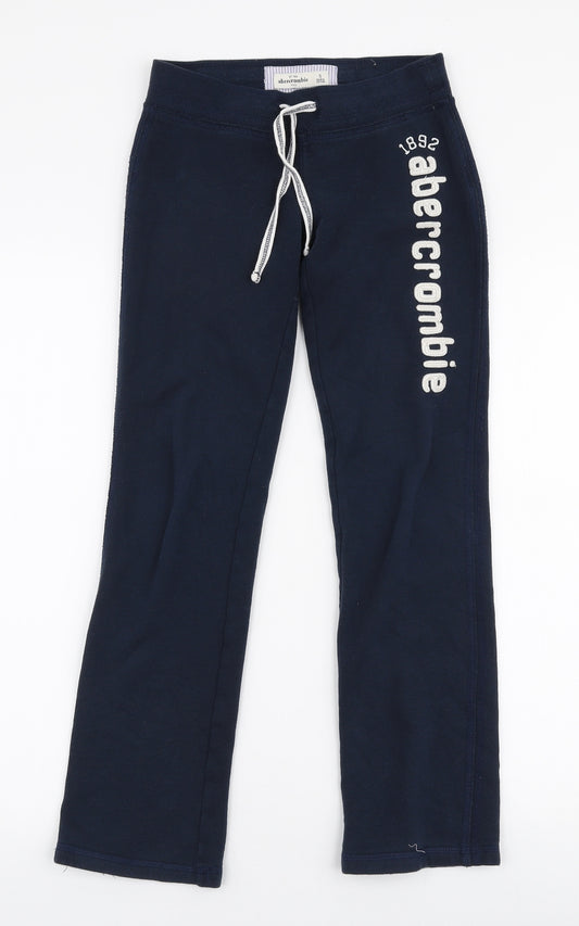Abercrombie & Fitch Girls Blue  Cotton Jogger Trousers Size S  Regular Drawstring