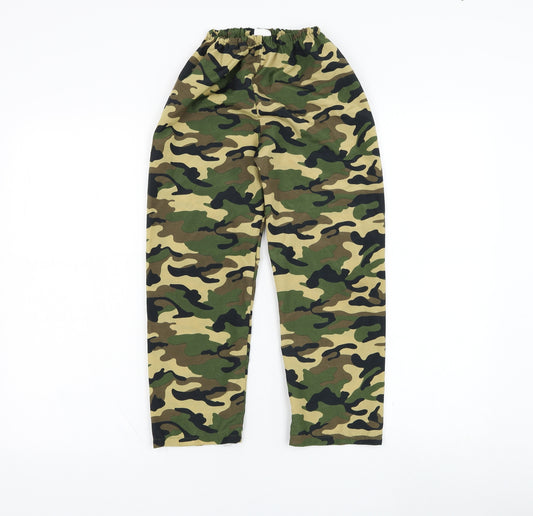 Preworn Boys Green Camouflage Polyester Jogger Trousers Size S  Regular Pullover - Army, Costume, Halloween