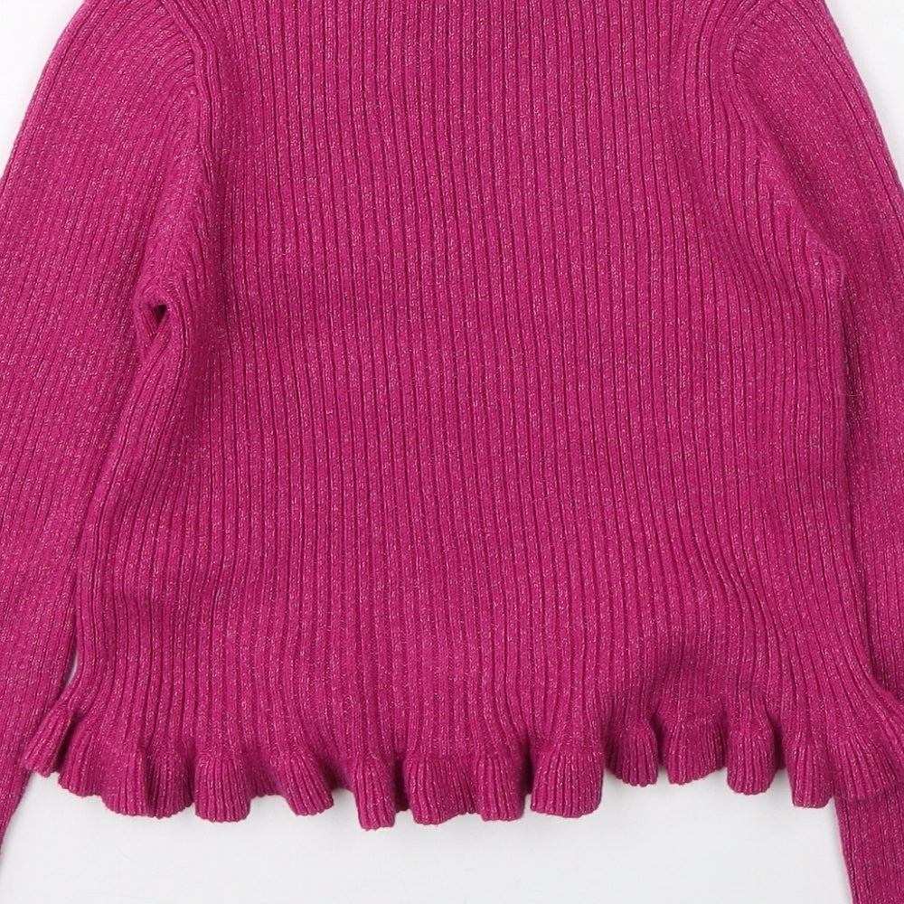 Cynthia Rowley Girls Pink Round Neck  Cotton Pullover Jumper Size 7 Years