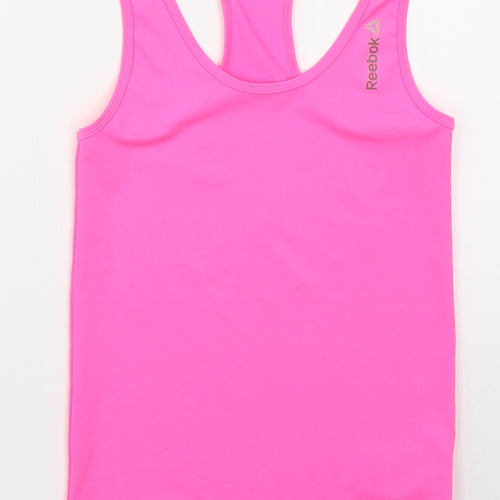 Reebok Womens Pink  Polyester Basic Tank Size XS Round Neck Pullover