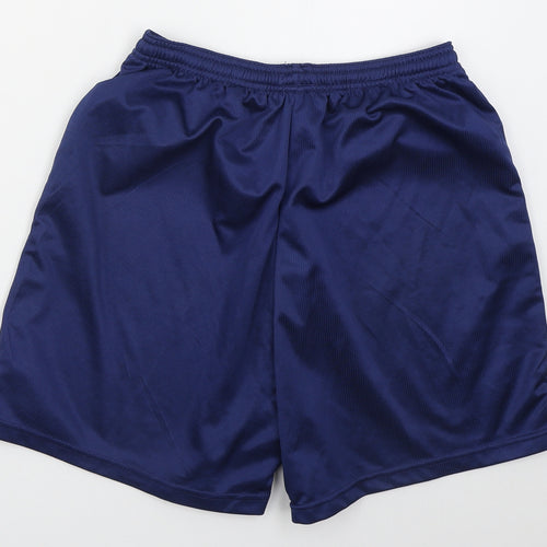 Precision Mens Blue  Polyester Sweat Shorts Size 28  Regular Drawstring