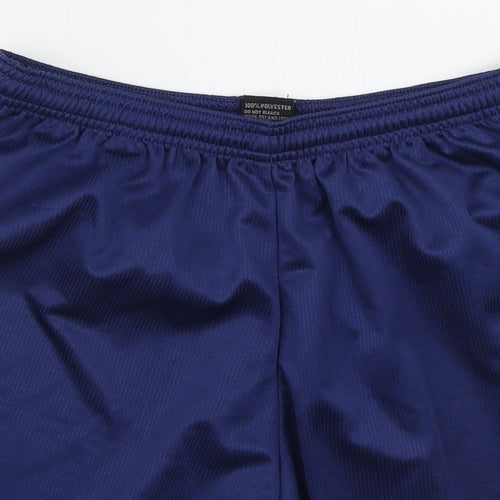 Precision Mens Blue  Polyester Sweat Shorts Size 28  Regular Drawstring