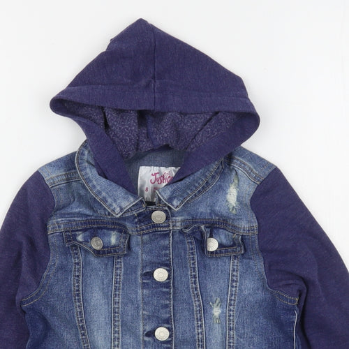 Justice Girls Blue   Jacket  Size 8 Years  Snap