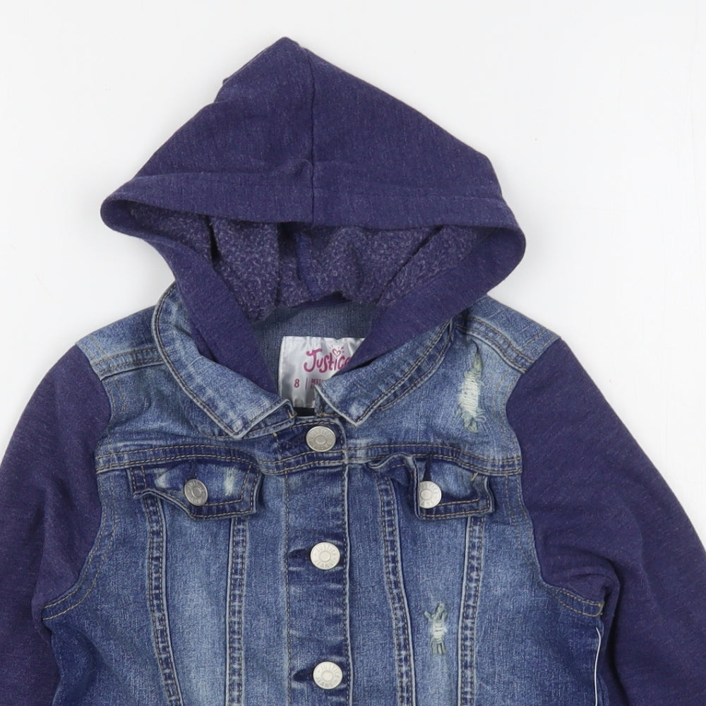 Justice Girls Blue   Jacket  Size 8 Years  Snap