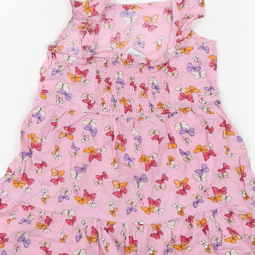 Primark Girls Multicoloured Geometric Cotton A-Line  Size 4-5 Years  Square Neck  - Butterflies