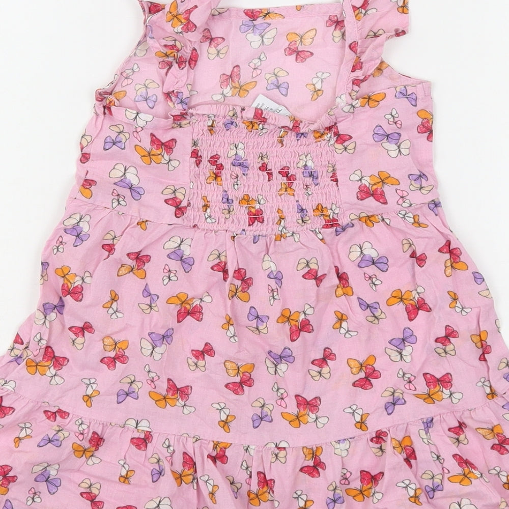 Primark Girls Multicoloured Geometric Cotton A-Line  Size 4-5 Years  Square Neck  - Butterflies