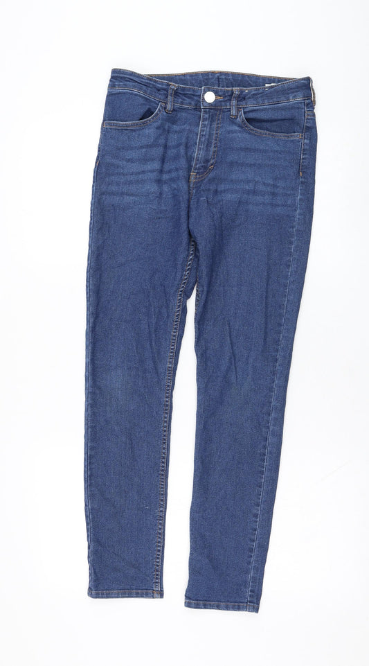 H&M Girls Blue  Cotton Skinny Jeans Size 12-13 Years  Regular Zip