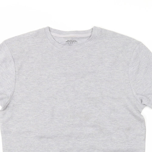 Burton Mens Grey Solid Cotton  Pyjama Top Size S   - Lounge top