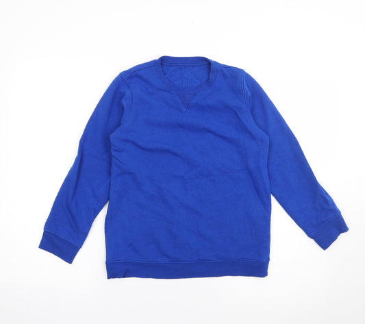Preworn Boys Blue Crew Neck  Cotton Pullover Jumper Size 10 Years  Pullover - Schoolwear