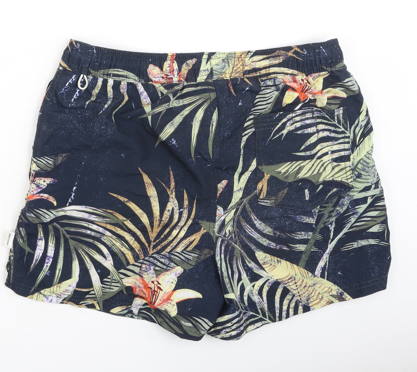 JACK & JONES Mens Multicoloured Floral Polyester Sweat Shorts Size M L9 in Regular
