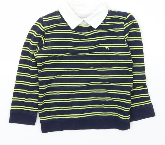 Blue Zoo Boys Blue Collared Striped Cotton Pullover Jumper Size 2-3 Years  Pullover