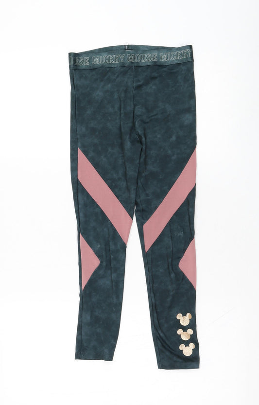 George Girls Green  Polyester Jogger Trousers Size 9-10 Years  Regular Pullover - Mickey Mouse, Leggings