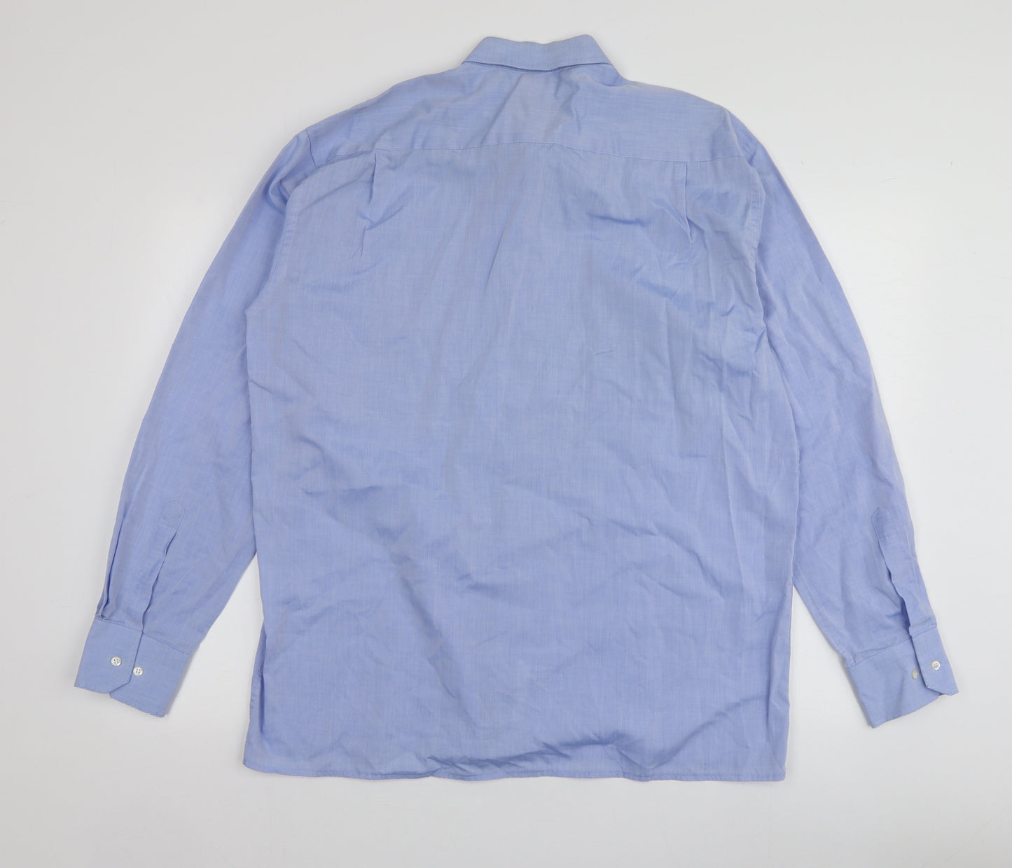 Eterna  Mens Blue  Polyester  Button-Up Size 16 Collared