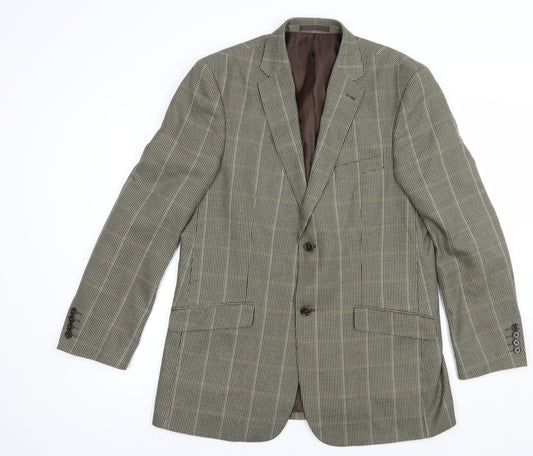 Greenwoods Mens Beige Houndstooth  Jacket Blazer Size 40  Button