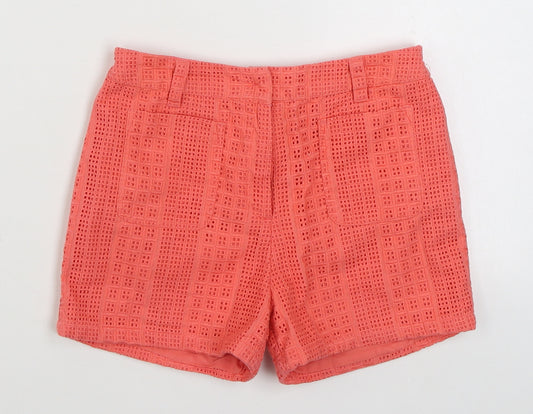 NEXT Girls Orange  100% Cotton Sweat Shorts Size 9 Years  Regular Zip