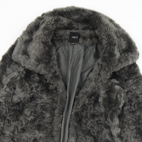 A&G Womens Grey   Overcoat Coat Size 12  Hook & Eye