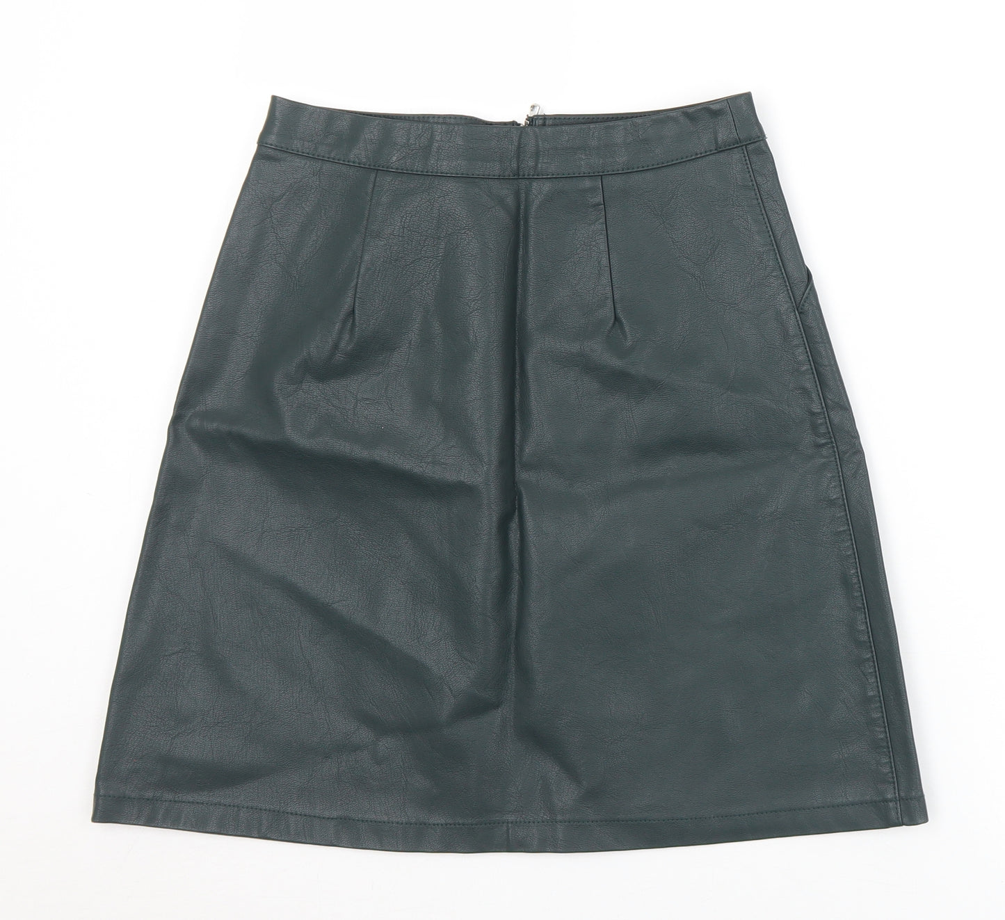 A&G Womens Green  Viscose A-Line Skirt Size XS   Zip