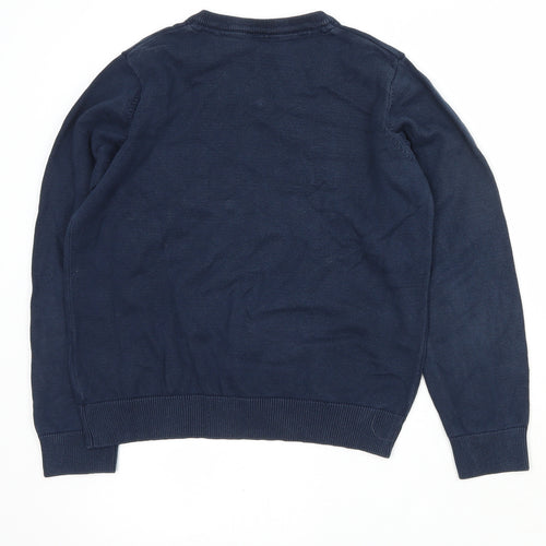 Marks and Spencer Boys Blue V-Neck  Cotton Pullover Jumper Size 10-11 Years  Pullover