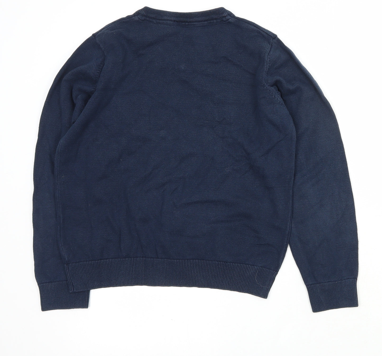 Marks and Spencer Boys Blue V-Neck  Cotton Pullover Jumper Size 10-11 Years  Pullover