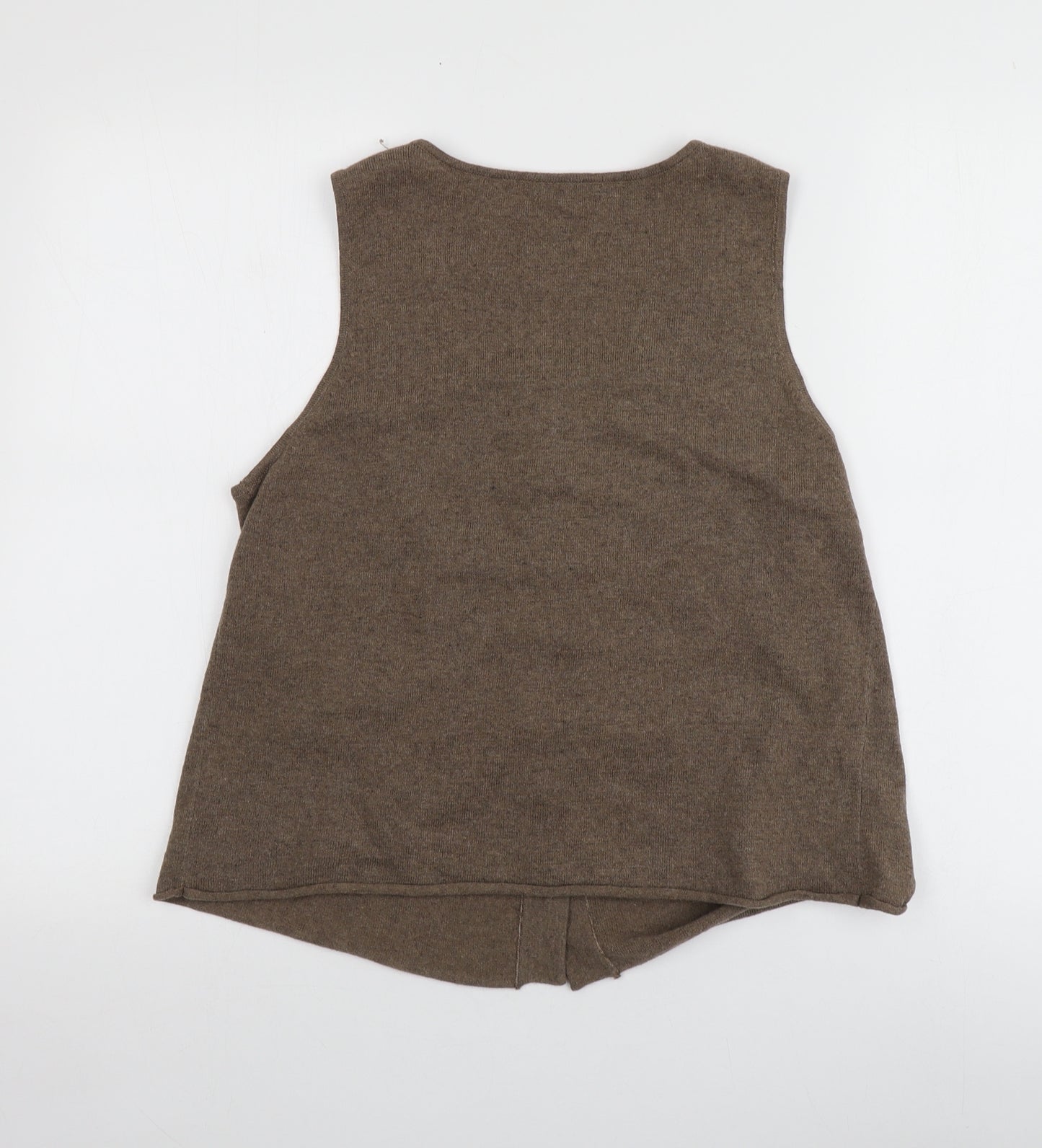 Joe Browns Womens Brown Square Neck Geometric Acrylic Vest Jumper Size 14