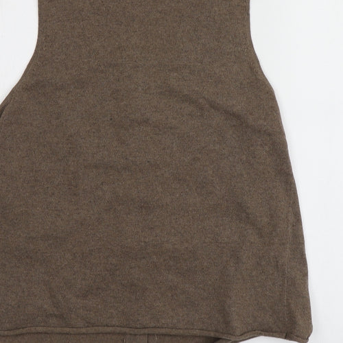 Joe Browns Womens Brown Square Neck Geometric Acrylic Vest Jumper Size 14