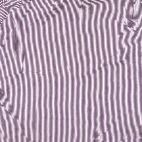 Eterna Mens Purple Striped Cotton  Button-Up Size XL Collared Button